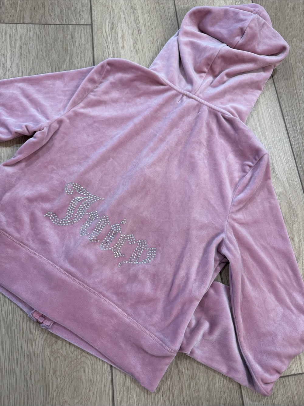 Y2K Juicy Couture zip Up Hooded Jacket Rose Pink Velour Tracksuit Bling Logo S